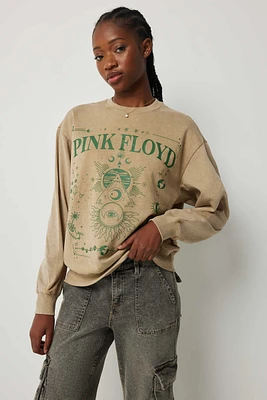 Ardene Pink Floyd Graphic Sweatshirt in Beige | Size | Polyester/Cotton