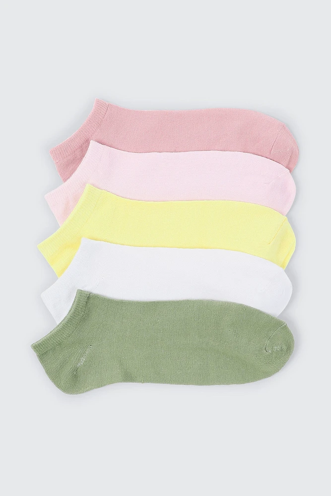 Ardene 5-Pack of Solid Ankle Socks | Polyester/Spandex