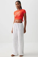 Ardene Eyelet Pants in White | Size Medium | 100% Cotton