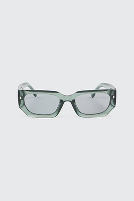 Ardene Rectangular Sunglasses in Medium Green