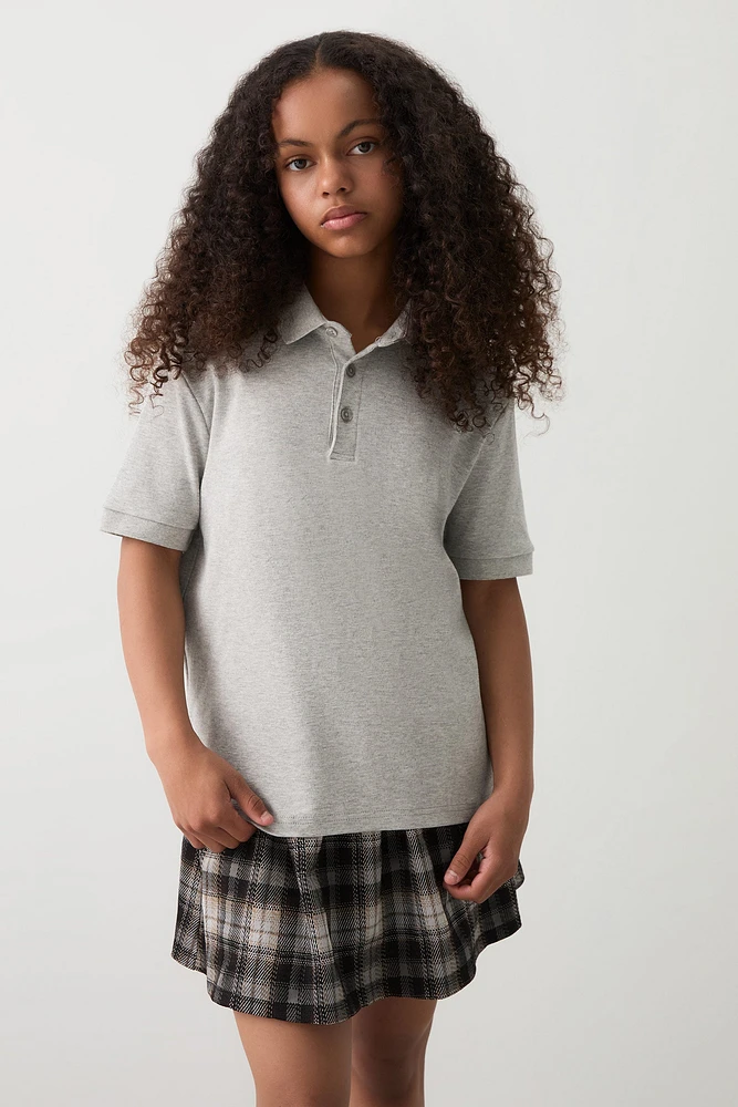 Ardene Kids Short Sleeve Polo Shirt in Grey | Size | 100% Cotton