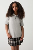 Ardene Kids Short Sleeve Polo Shirt in Grey | Size | 100% Cotton