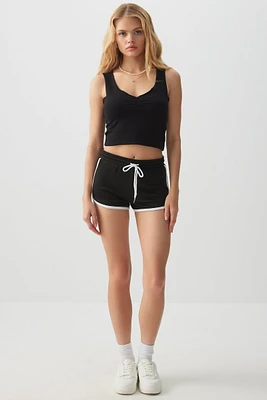 Ardene Dolphin Shorts with Contrast Piping in | Size | Polyester/Elastane