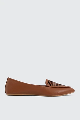 Ardene Ballet Flats with Laser Cut Pattern in Cognac | Size | Eco-Conscious