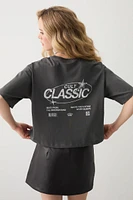 Ardene Boxy Graphic T-Shirt in Dark | Size | 100% Cotton