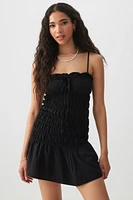 Ardene Mini Smocked Dress in Black | Size | 100% Viscose