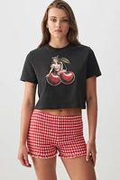Ardene Crop Graphic T-Shirt in | Size | 100% Cotton