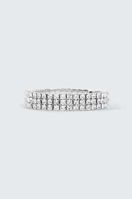 Ardene Rhinestone Stretch Bracelet in Silver