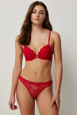 Ardene Lace Cheeky Panty Panty with Criss Cross Detail in | Size | Nylon/Spandex