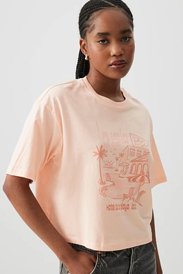 Ardene Boxy Graphic T-Shirt in Medium Pink | Size | 100% Cotton