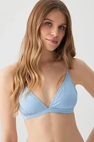 Ardene Triangle Bikini Top in Light Blue | Size | Polyester/Nylon/Spandex | Microfiber