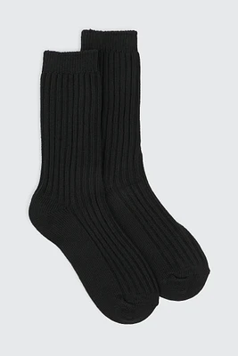 Ardene Ribbed Boot Socks in Black | Polyester/Spandex