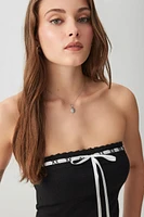 Ardene Crop Tube Top with Ribbon Trim in | Size | 100% Cotton