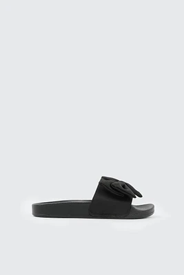 Ardene Kids Slides with Bow Detail in Black | Size