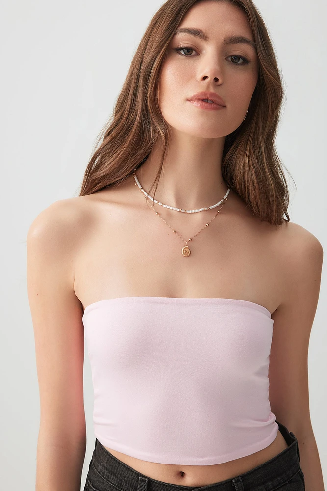 Ardene Basic Double Layer Tube Top in Light Pink | Size | Polyester/Elastane