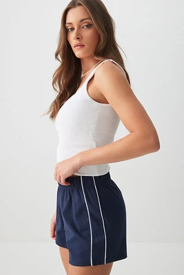 Ardene Contrast Stripe Sweatshorts in Dark Blue | Size | 100% Cotton/Viscose