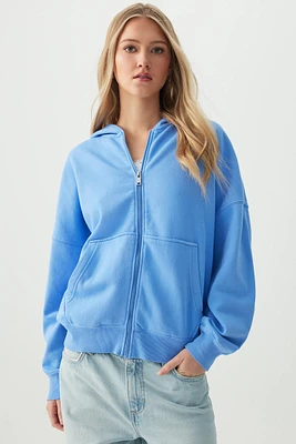 Ardene Oversized Zip Up Hoodie in | Size | Polyester/Cotton | Fleece-Lined