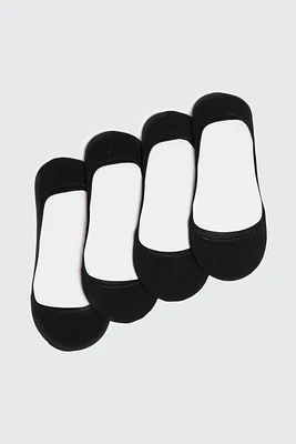 Ardene 4-Pack of No-Show Shoe Liners in Black | Polyester/Spandex