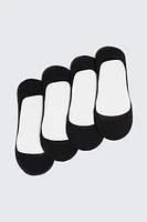 Ardene 4-Pack of No-Show Shoe Liners in Black | Polyester/Spandex