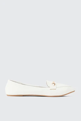 Ardene Pointed Toe Loafers in White | Size 9 | Eco-Conscious