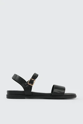 Ardene Ankle Strap Flat Sandals in | Size | Faux Leather | Eco-Conscious