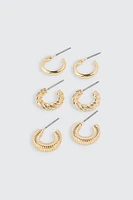 Ardene 3-Pack 14K Plated Hoop Earrings in Gold | Stainless Steel