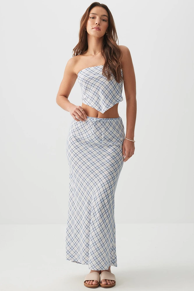Ardene Back Slit Maxi Skirt in Light Blue | Size | 100% Viscose