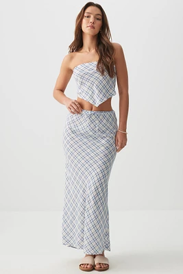 Ardene Back Slit Maxi Skirt in Light Blue | Size | 100% Viscose