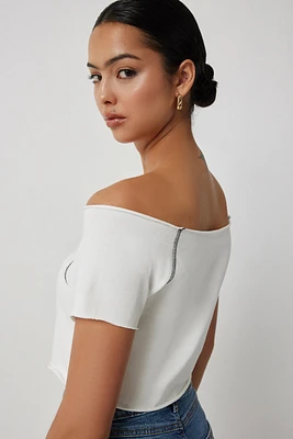 Ardene Ultra Crop Boxy T-Shirt in White | Size | 100% Cotton