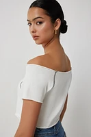 Ardene Ultra Crop Boxy T-Shirt in White | Size | 100% Cotton