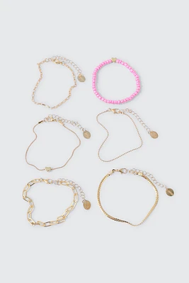 Ardene 5-Pack Chain & Bead Bracelets in Gold