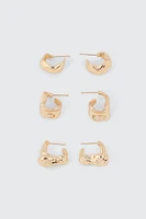 Ardene 3-Pack Irregular Hoops in Gold | Stainless Steel