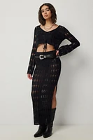 Ardene Crochet Maxi Skirt in Black | Size | 100% Cotton