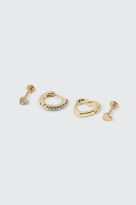 Ardene 4-Pack 14K Gold Plated Cartilage Piercings