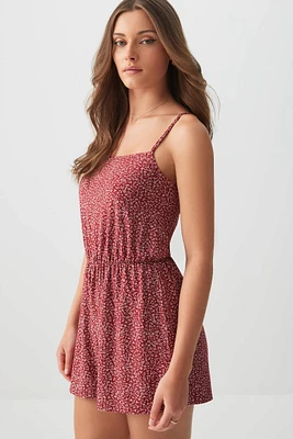 Ardene Basic Super Soft Romper in Burgundy | Size XS | Polyester/Elastane | Eco-Conscious