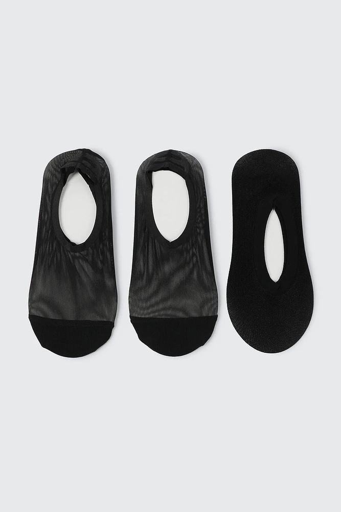 Ardene 3-Pack Mesh Shoe Liners in Black | Nylon/Elastane
