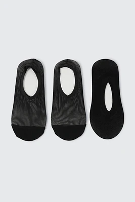 Ardene 3-Pack Mesh Shoe Liners in Black | Nylon/Elastane