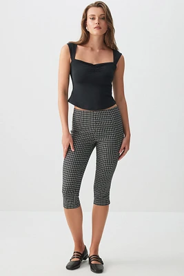 Ardene Plaid High Rise Capris in | Size | Rayon/Nylon/Spandex