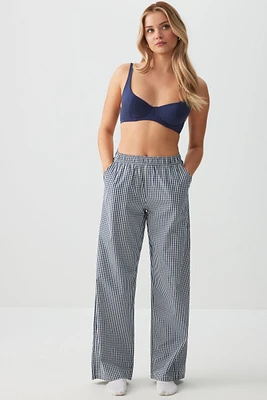Ardene Loose Poplin PJ Pants in Dark Blue | Size | 100% Cotton