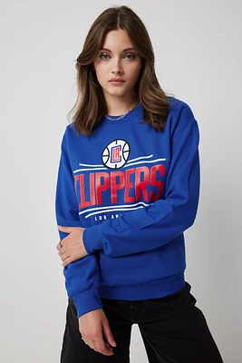 Ardene Clippers Sweatshirt in Blue | Size Large | Polyester/Cotton | Fleece-Lined