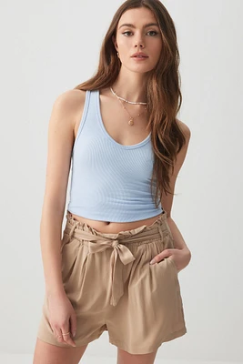 Ardene Basic Super Soft Short Racerback Tank in Light Blue | Size | Polyester/Elastane | Eco-Conscious