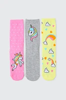 Ardene Kids 3-Pack Unicron Ankle Socks | Polyester/Spandex