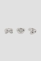 Ardene -Pack Bow & Heart Rings in Silver | Size