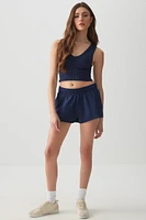 Ardene Low Rise Mini Sweatshorts in Dark Blue | Size | Polyester/Cotton | Fleece-Lined