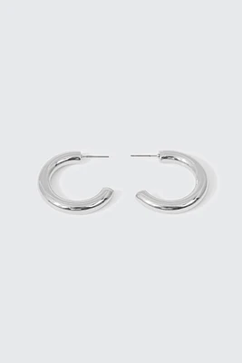 Ardene Thick Tubular Hoop Earrings in Silver | Stainless Steel