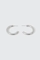 Ardene Thick Tubular Hoop Earrings in Silver | Stainless Steel