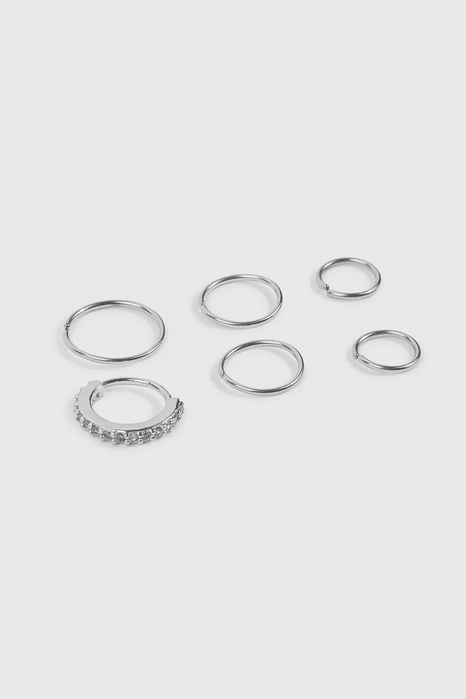 Ardene 6-Pack Nose Rings in Silver