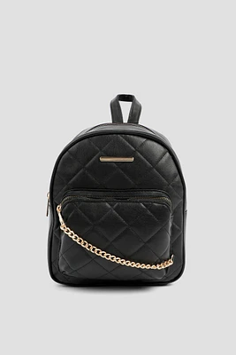 Ardene Quilted Backpack in Black | Faux Leather/Polyester
