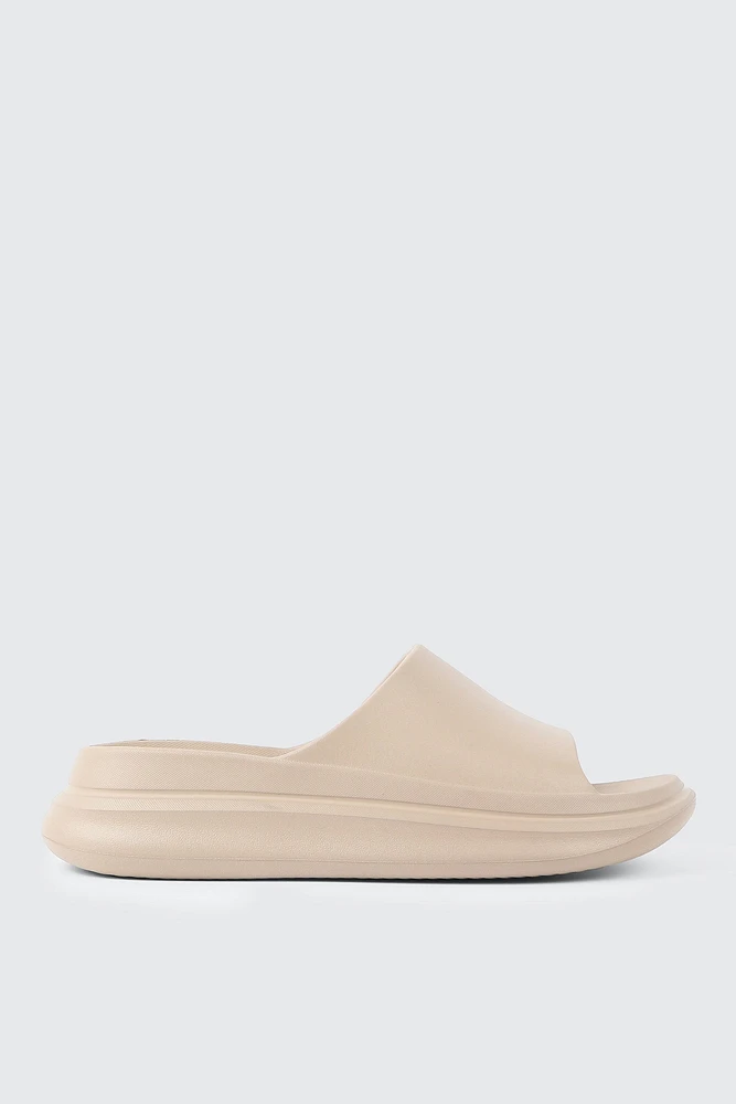 Ardene Thick Sole Slides in Beige | Size