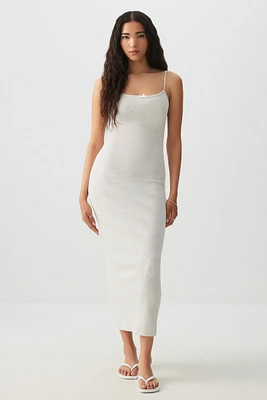 Ardene Maxi Bodycon Dress in Light Grey | Size | Spandex/Cotton